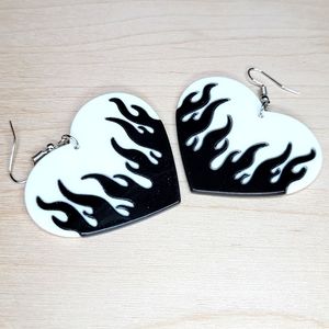 Flaming Hearts, Double Sided Resin, 2" Drop